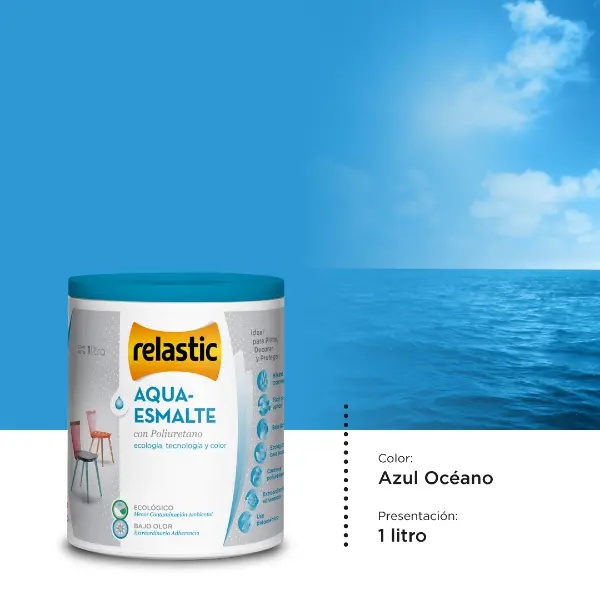 [AEAO1] Aqua Esmalte al Agua con Poliuretano (Azul Océano, 1 Litro)