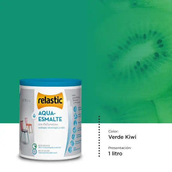 [AEVK1] Aqua Esmalte al Agua con Poliuretano (Verde Kiwi, 1 Litro)