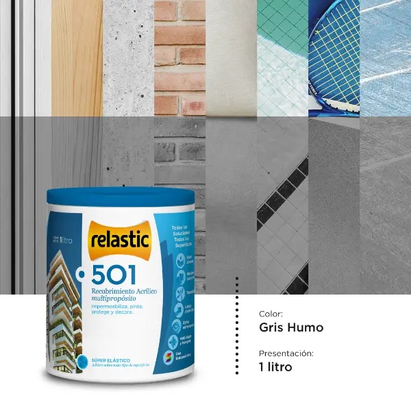 [501GH1] 501 Recubrimiento Multipropósito Mate (Gris Humo, 1 Litro)