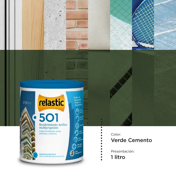 [501VC1] 501 Recubrimiento Multipropósito Mate (Verde Cemento, 1 Litro)