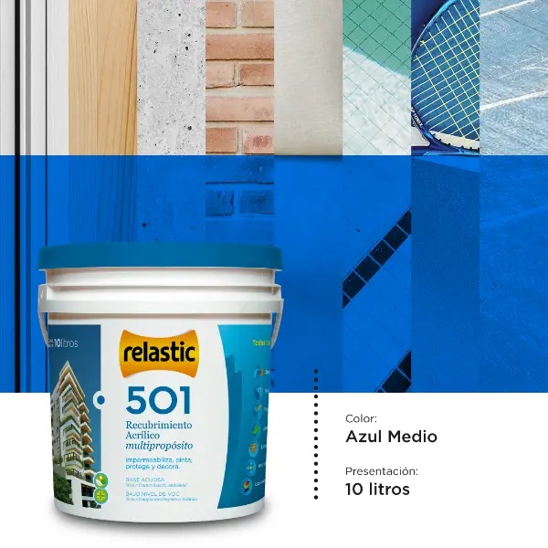 [501AM10] 501 Recubrimiento Multipropósito Mate (Azul Medio, 10 Litros)