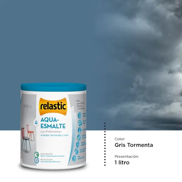 [AEGT1] Aqua Esmalte al Agua con Poliuretano (Gris Tormenta, 1 Litro)