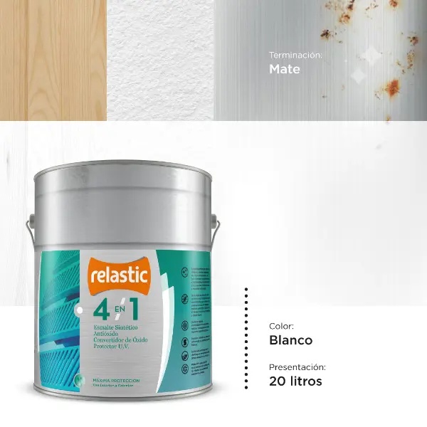 [BM20] 4 en 1 Esmalte Multifunción Mate (Blanco, 20 Litros)