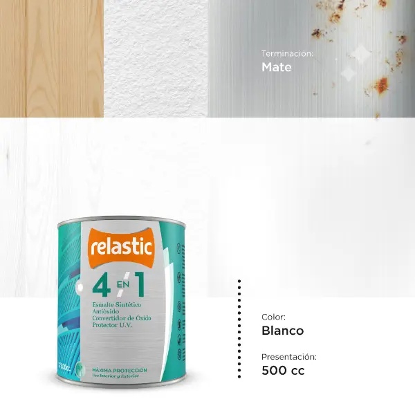 [BM05] 4 en 1 Esmalte Multifunción Mate (Blanco, 0.5 Litro)