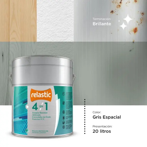 [41GE20] 4 en 1 Esmalte Multifunción Brillante (Gris Espacial, 20 Litros)