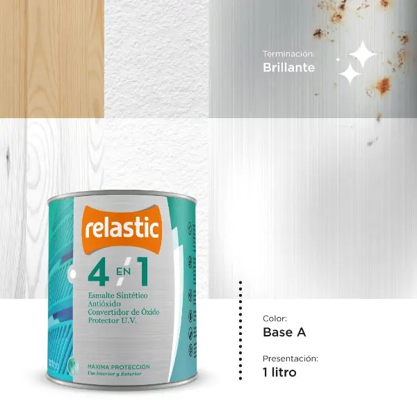 [41BA1] 4 en 1 Esmalte Multifunción Brillante (Base A, 1 Litro)